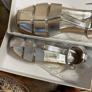 MaxMara Shiny Silver Women's Sandals Rubber Platform Size 9